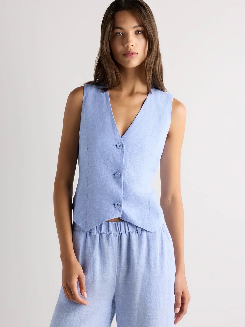 Quince 100% European Linen Vest women’s size Medium in French blue